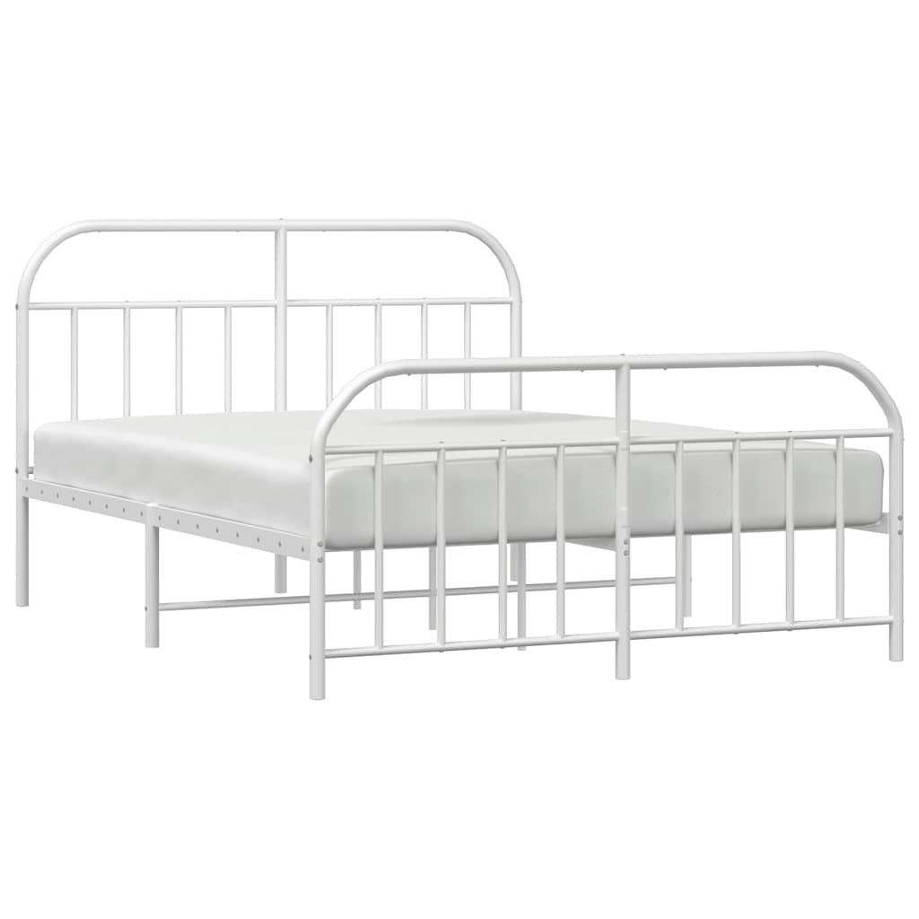 Metal Bed Frame without Mattress with Footboard White 183x213cm