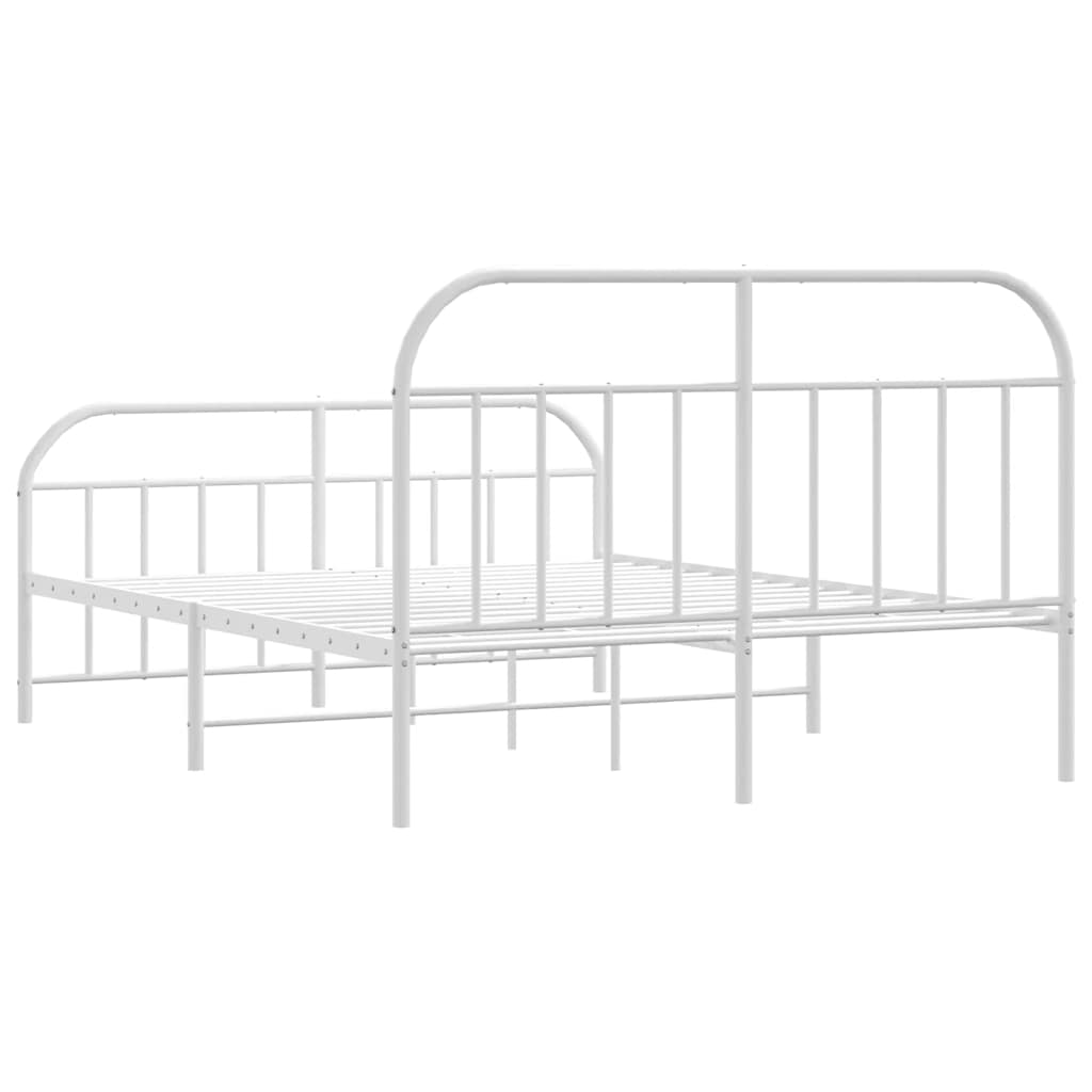 Metal Bed Frame without Mattress with Footboard White 183x213cm