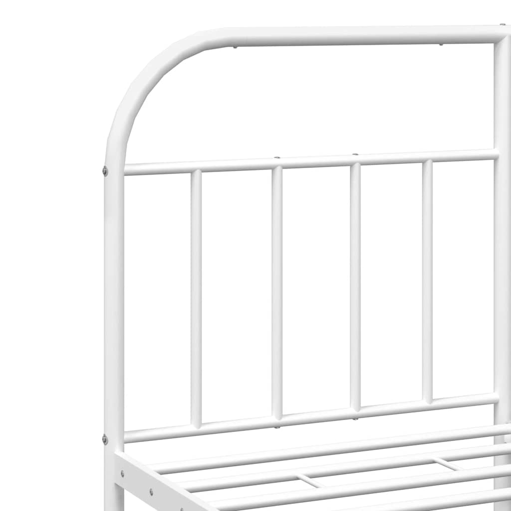 Metal Bed Frame without Mattress with Footboard White 183x213cm