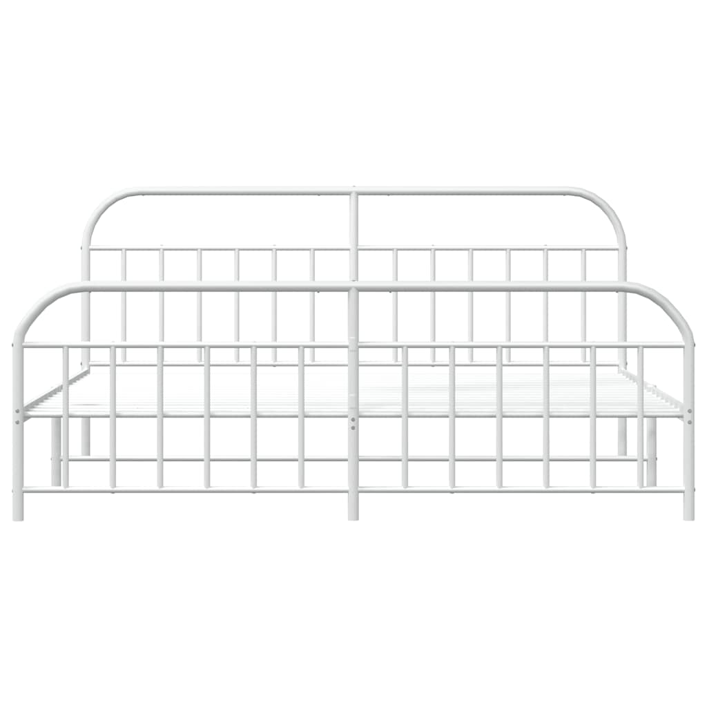 Metal Bed Frame without Mattress with Footboard White 193x203cm