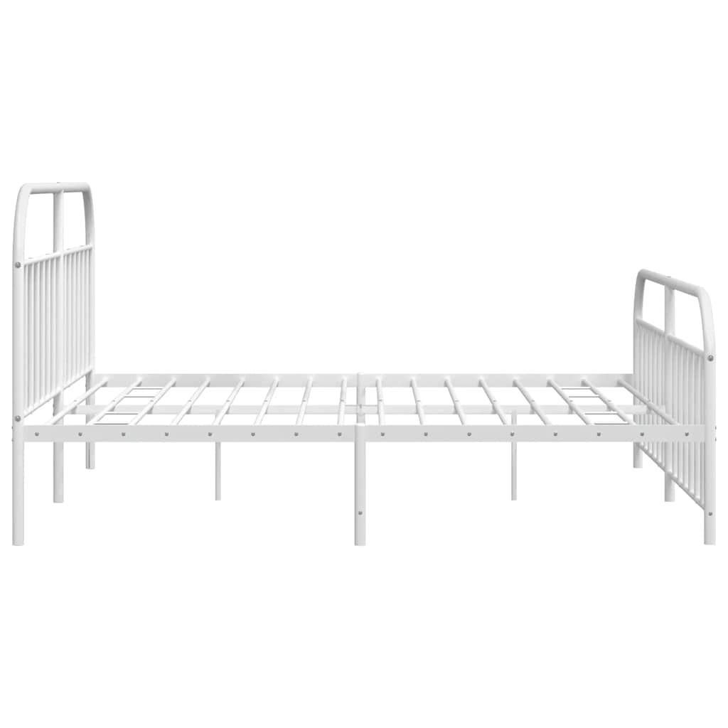 Metal Bed Frame without Mattress with Footboard White 193x203cm