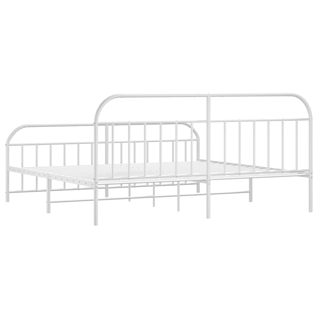 Metal Bed Frame without Mattress with Footboard White 193x203cm