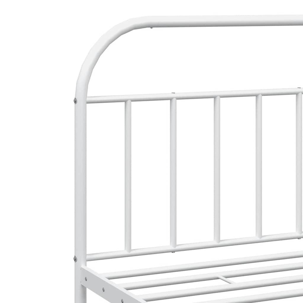 Metal Bed Frame without Mattress with Footboard White 193x203cm
