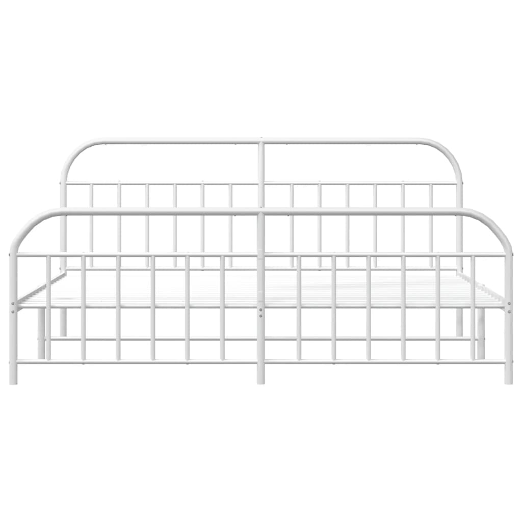 Metal Bed Frame without Mattress with Footboard White 200x200cm