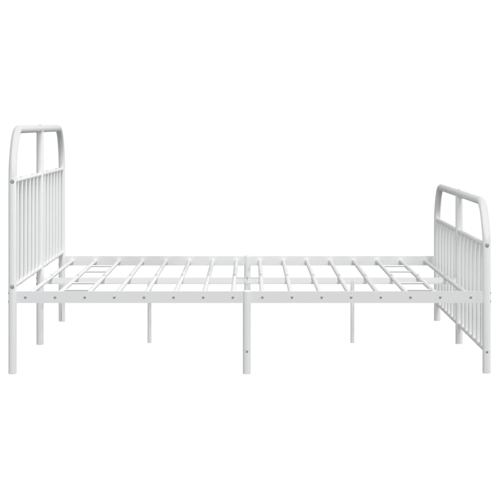 Metal Bed Frame without Mattress with Footboard White 200x200cm