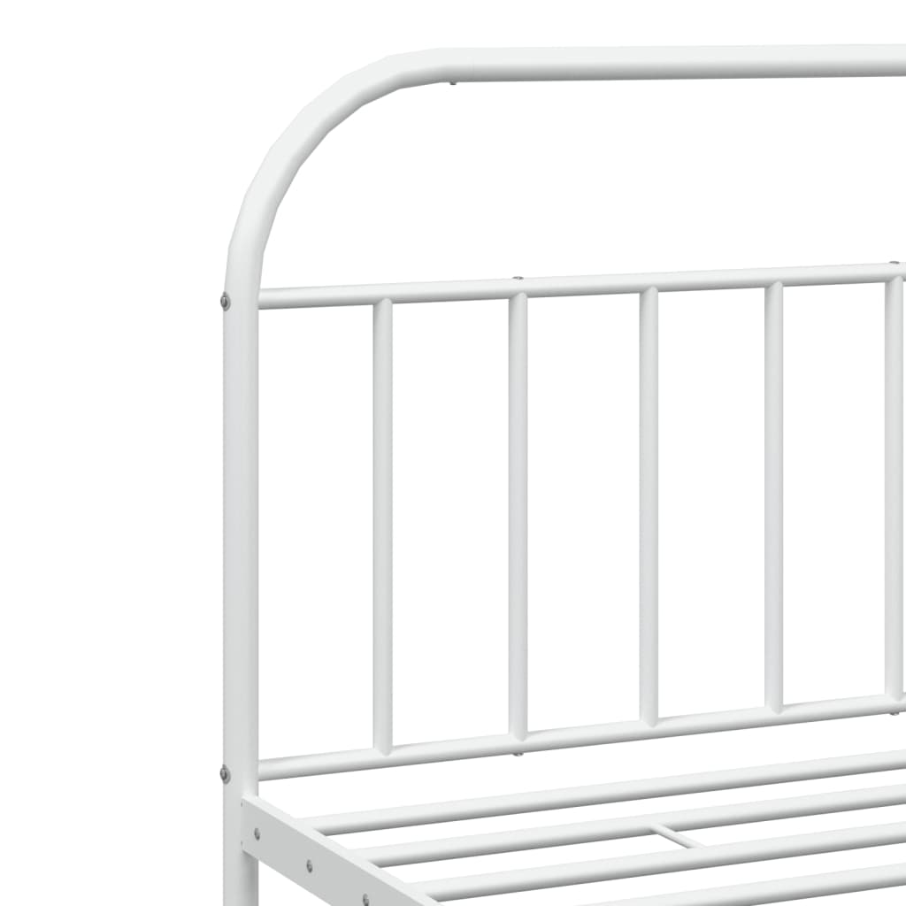 Metal Bed Frame without Mattress with Footboard White 200x200cm