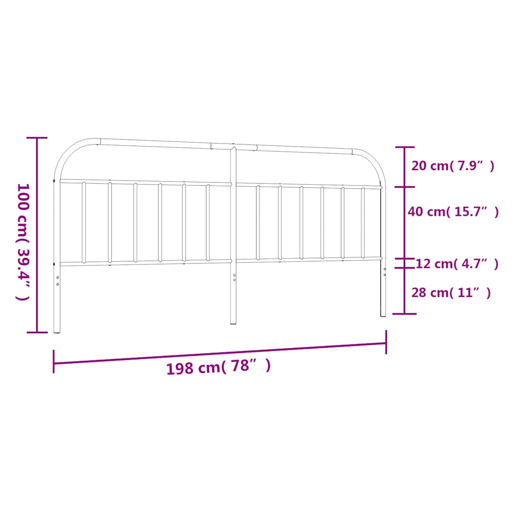 Metal Headboard White 193 cm