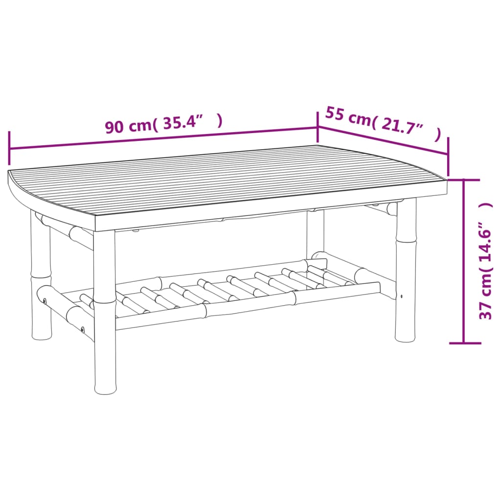 Garden Coffee Table 90x55x37 cm Bamboo