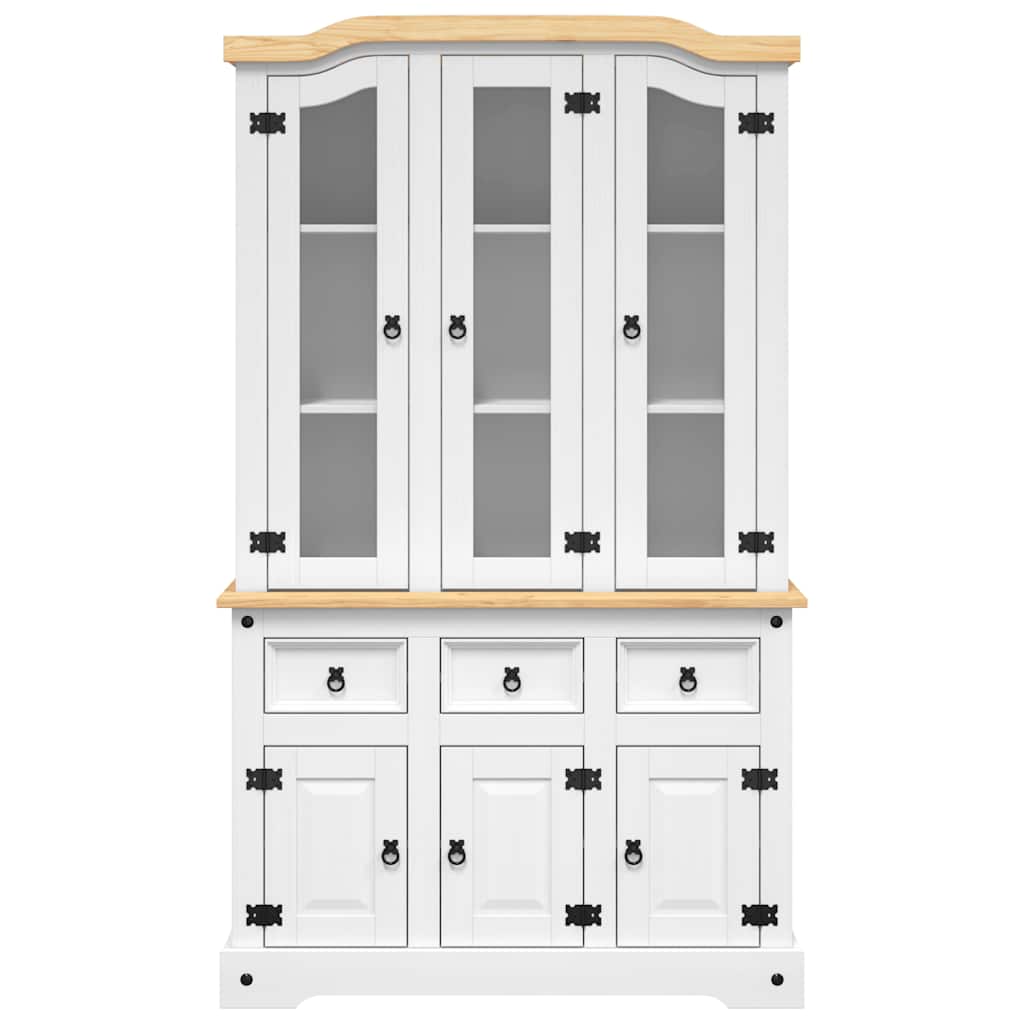 Highboard Corona White 112x43x196 cm Solid Wood Mexican Pine