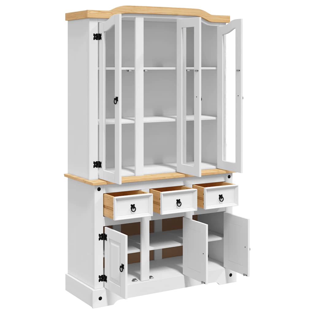 Highboard Corona White 112x43x196 cm Solid Wood Mexican Pine