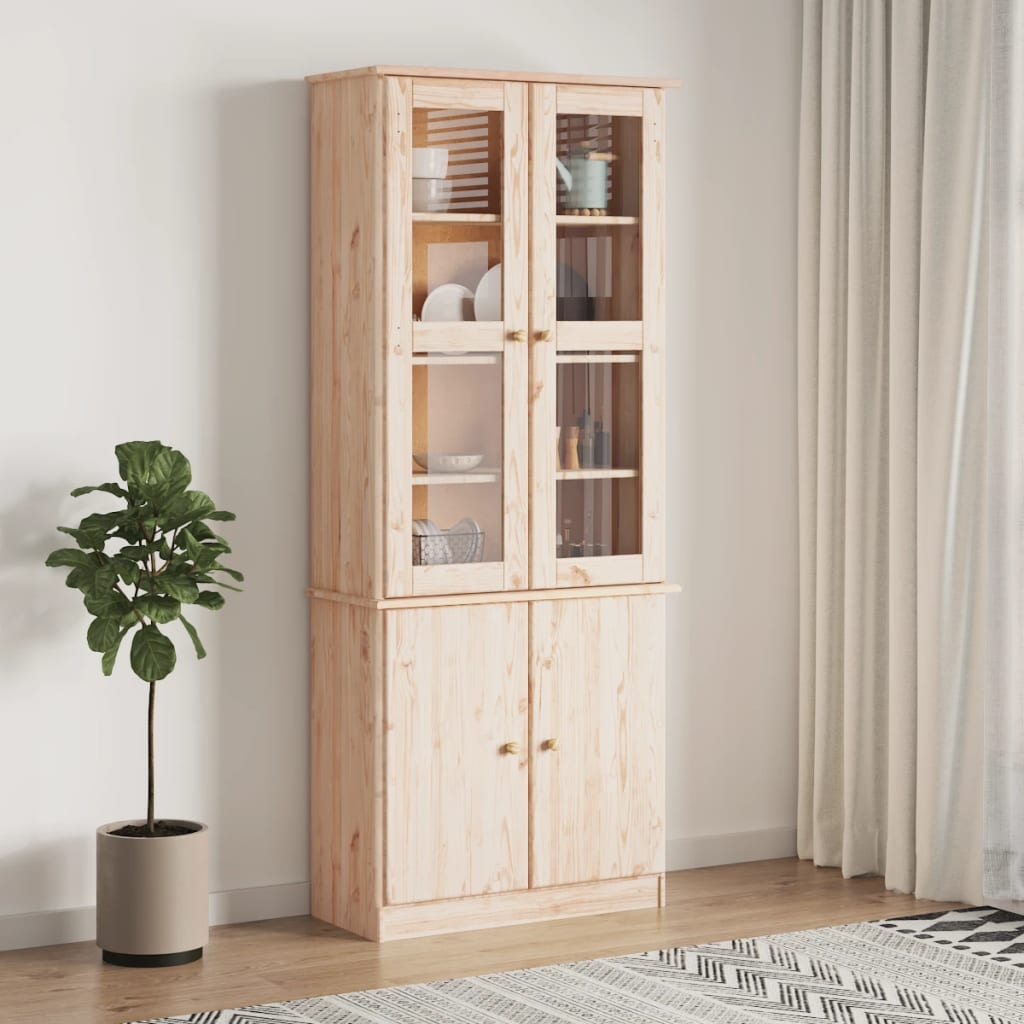 Glass Display Cabinet ALTA 77x35x186.5 cm Solid Wood Pine