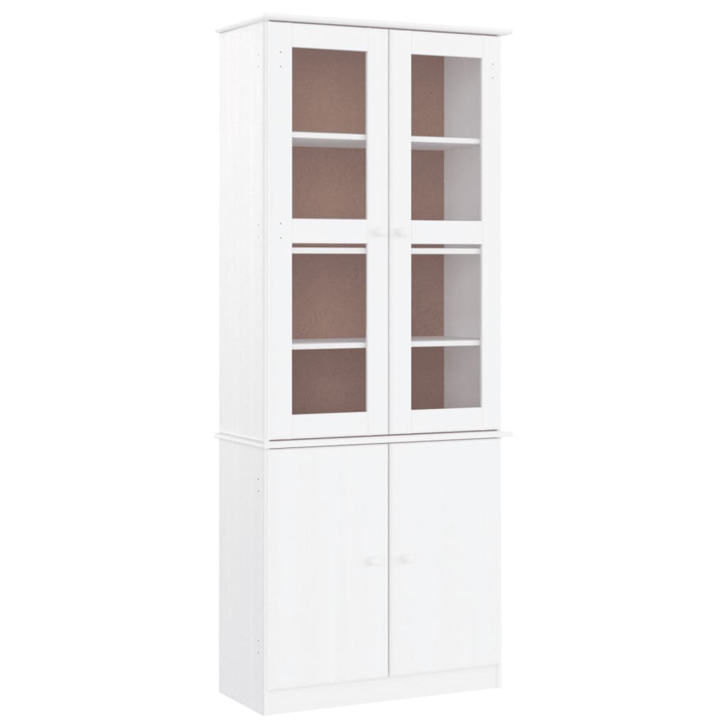 Glass Display Cabinet ALTA White 77x35x186.5 cm Solid Wood Pine