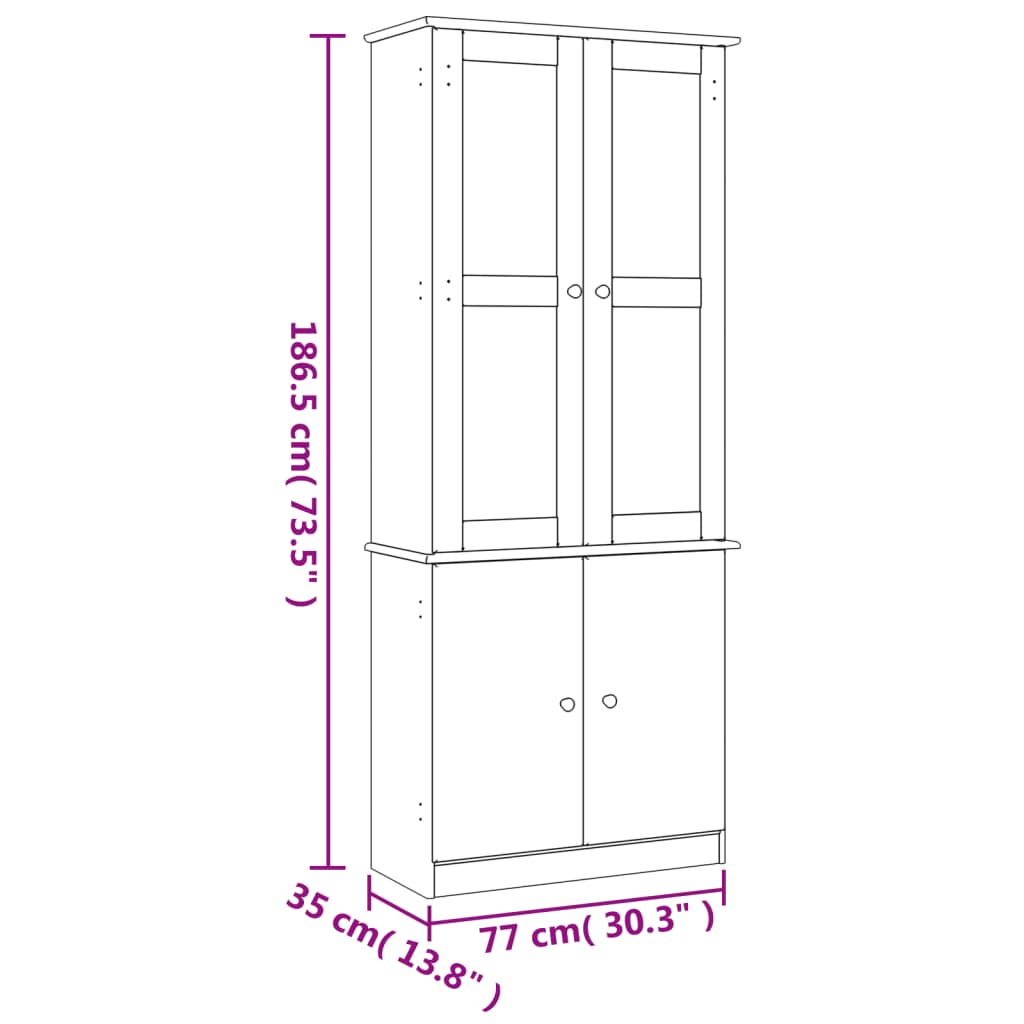 Glass Display Cabinet ALTA White 77x35x186.5 cm Solid Wood Pine