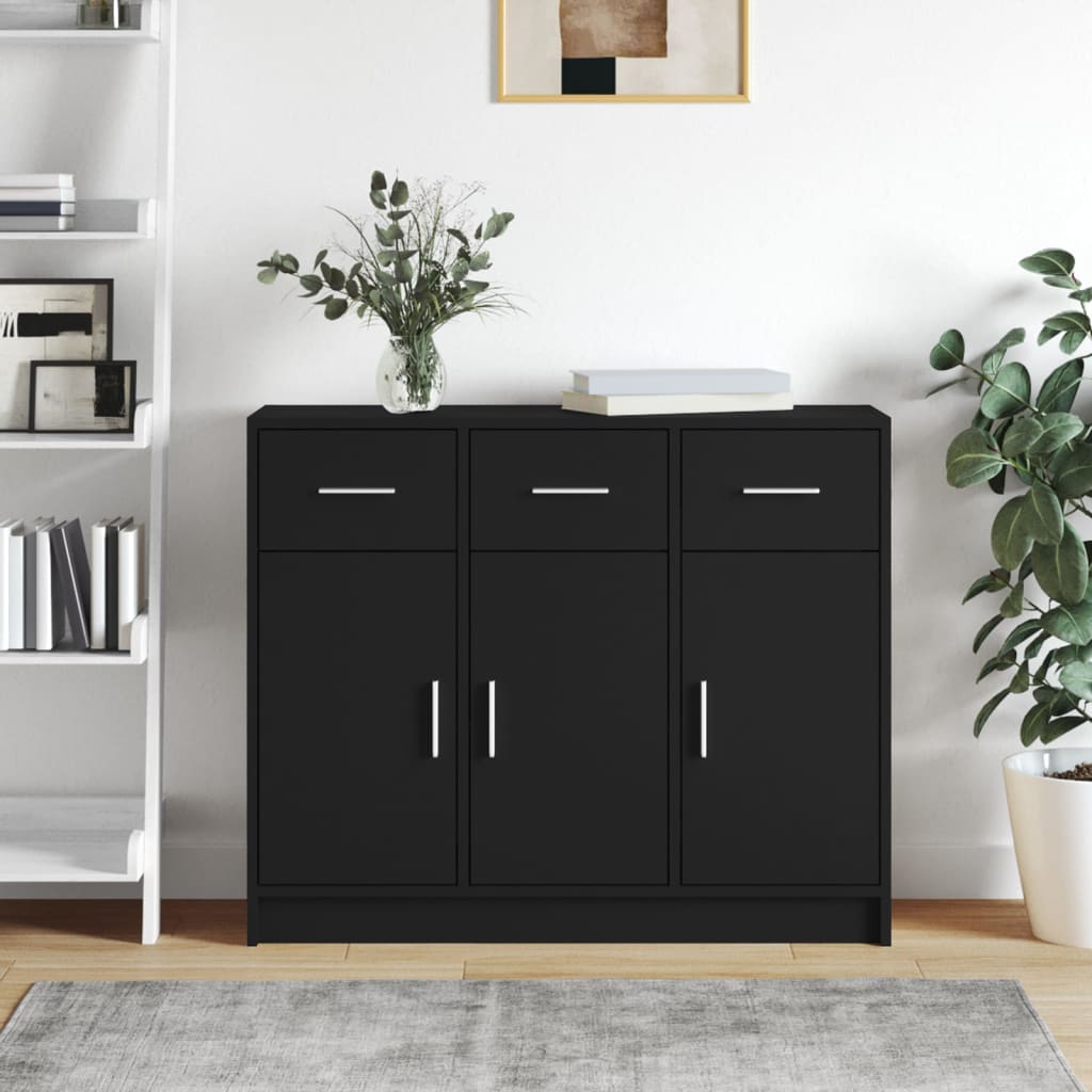 Sideboard Black 91x28x75 cm Engineered Wood