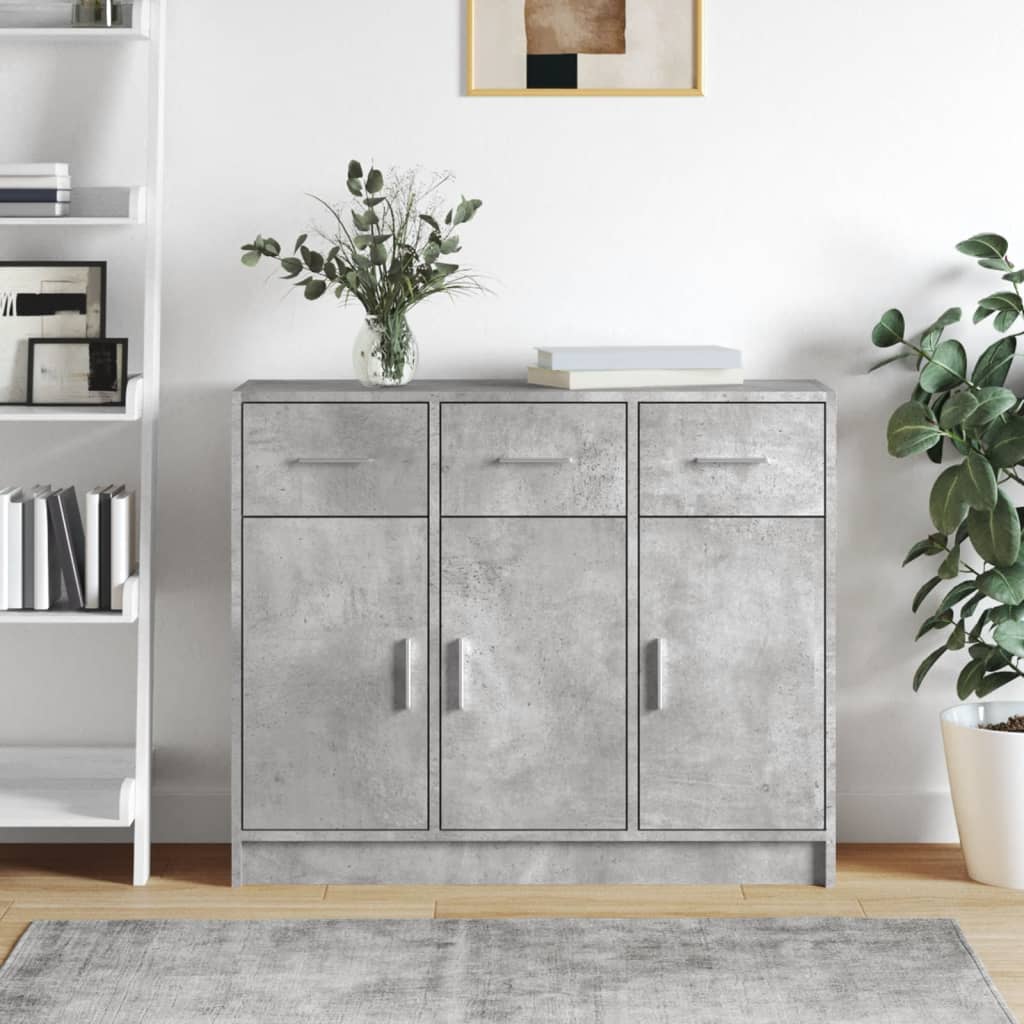 Sideboard Concrete Grey 91x28x75 cm Engineered Wood