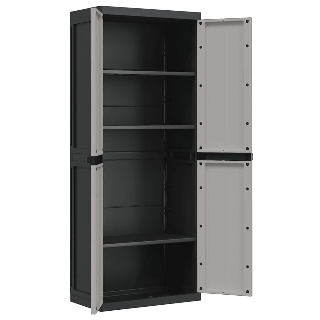 Outdoor Storage Cabinet Grey and Black 65x37x165 cm PP