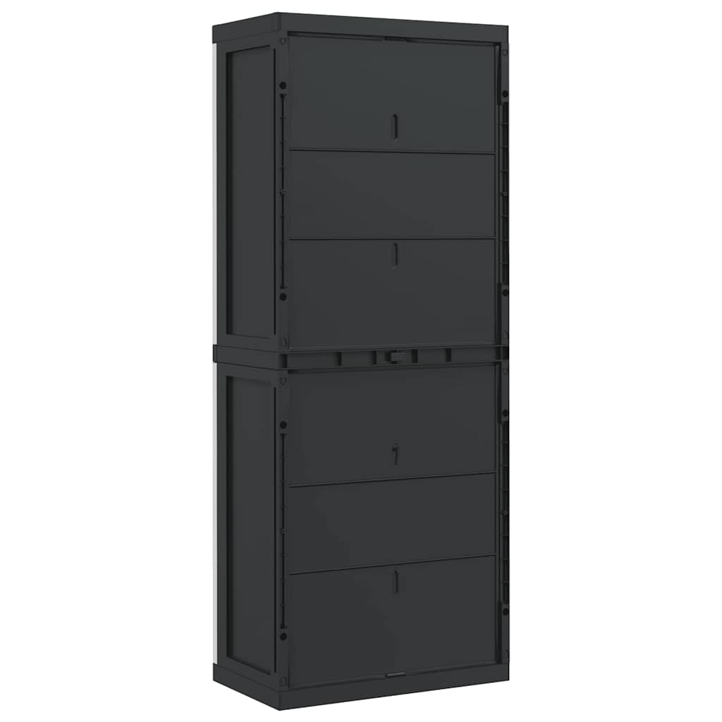 Outdoor Storage Cabinet Grey and Black 65x37x165 cm PP