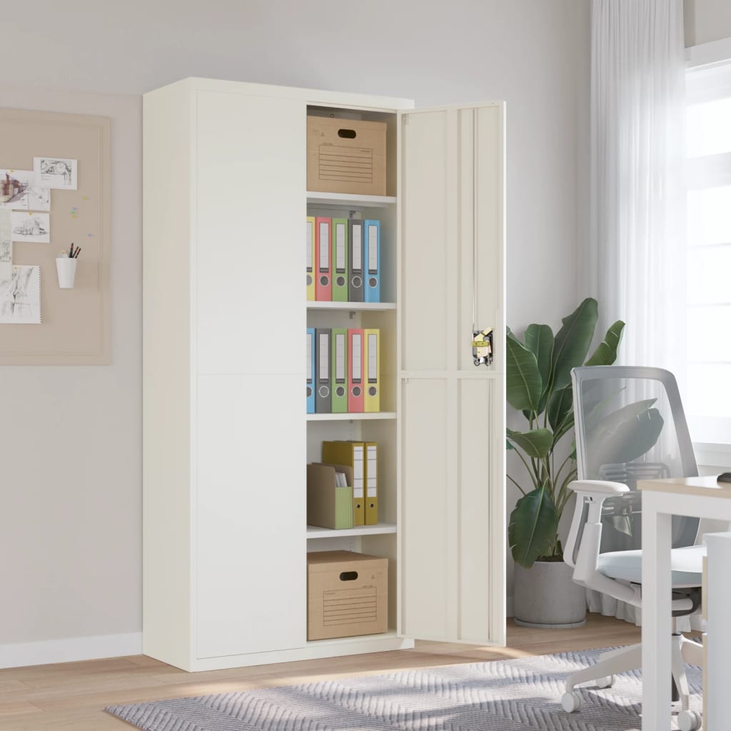 File Cabinet White 90x40x200 cm Steel
