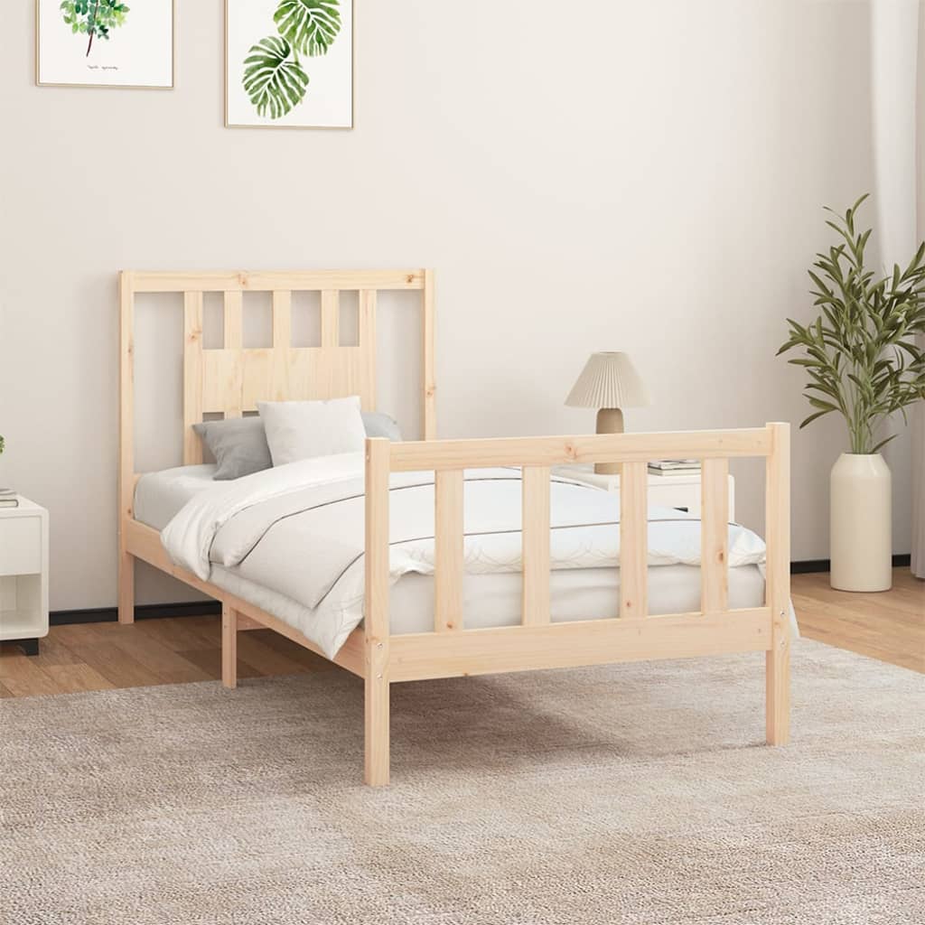 Bed Frame without Mattress Solid Wood Pine 100x200 cm