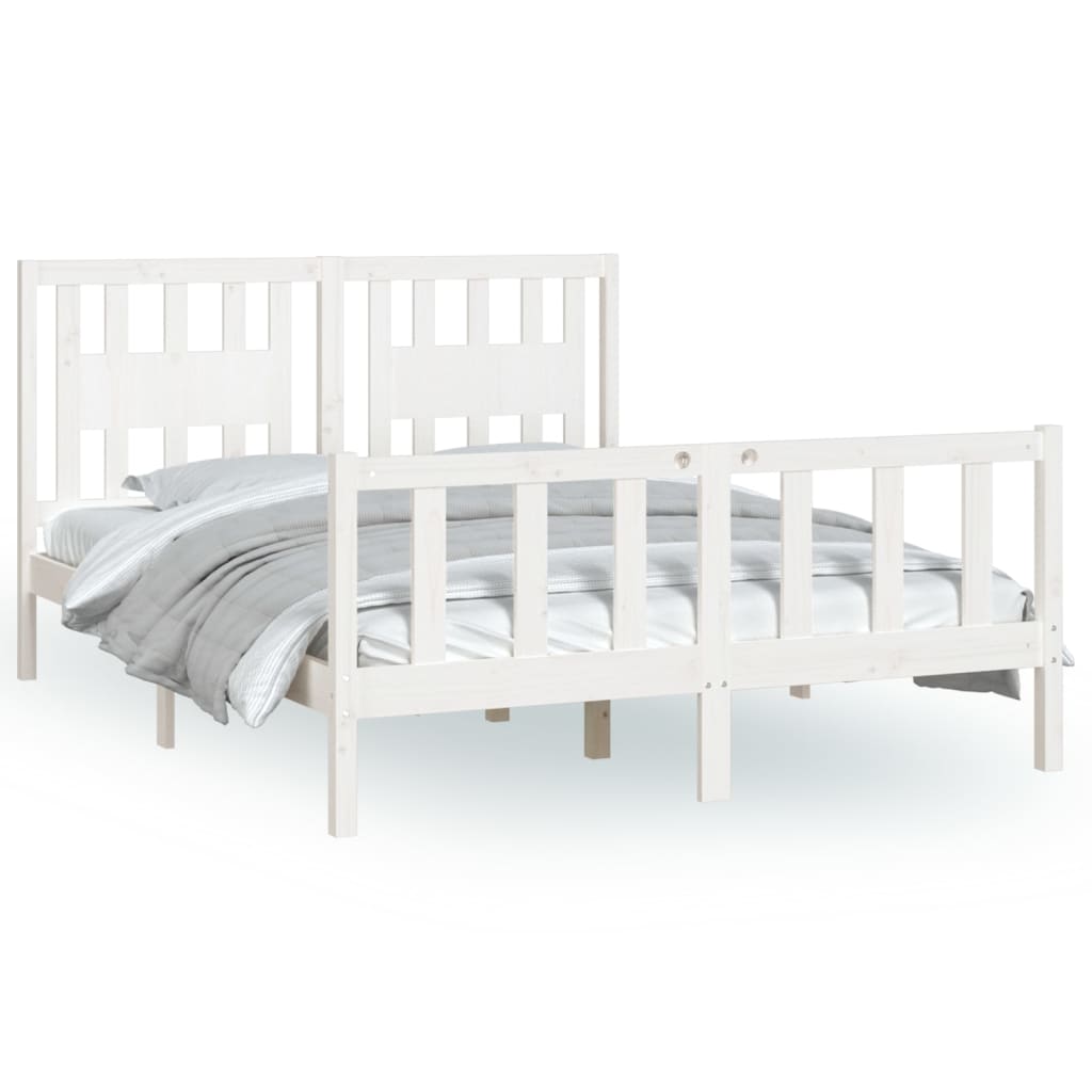 Bed Frame without Mattress White Solid Wood Pine 120x200 cm