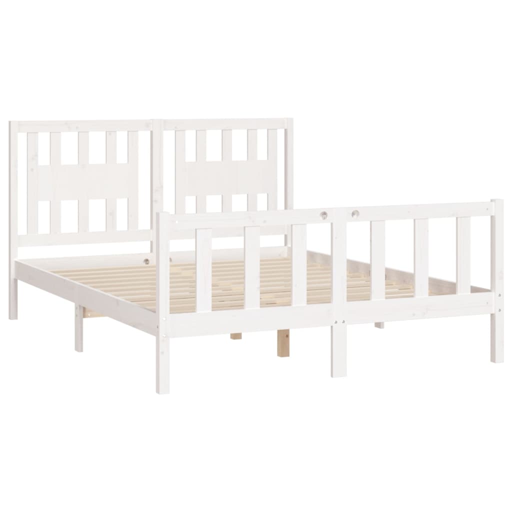 Bed Frame without Mattress White Solid Wood Pine 120x200 cm