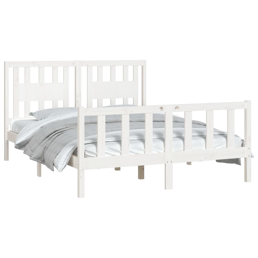 Bed Frame without Mattress White Solid Wood Pine 140x200 cm