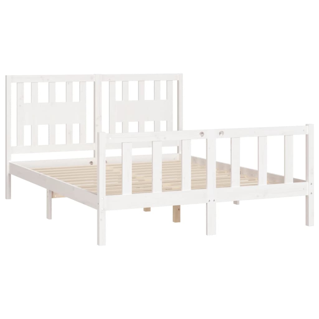 Bed Frame without Mattress White Solid Wood Pine 140x200 cm