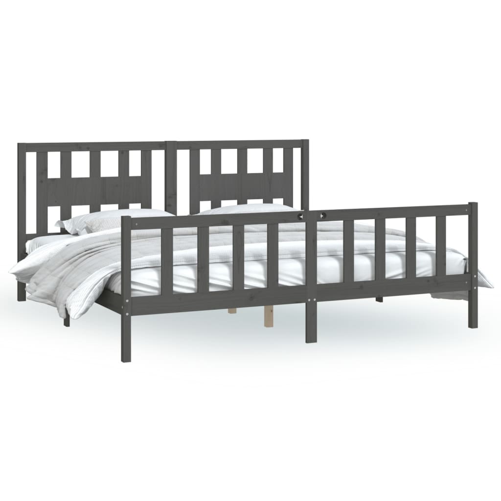 Bed Frame without Mattress Grey Solid Wood Pine 200x200 cm