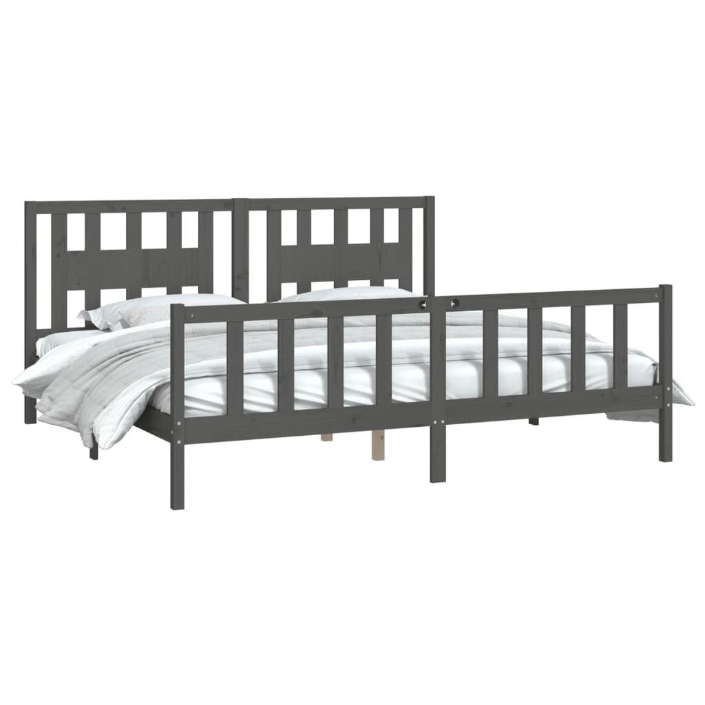 Bed Frame without Mattress Grey Solid Wood Pine 200x200 cm