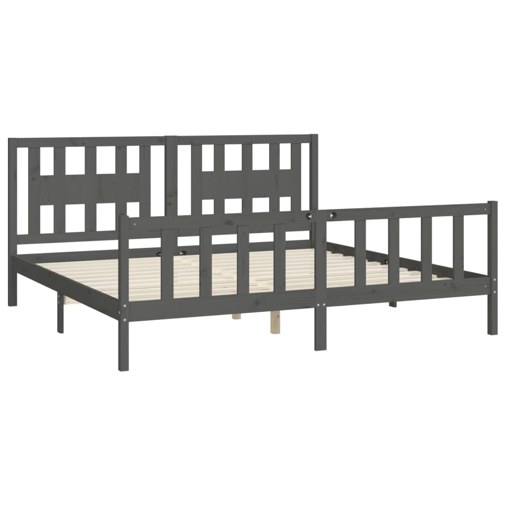 Bed Frame without Mattress Grey Solid Wood Pine 200x200 cm