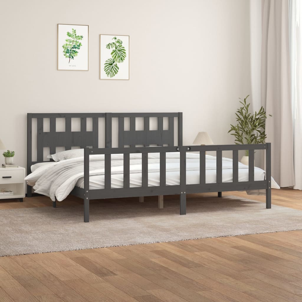 Bed Frame without Mattress Grey Solid Wood Pine 200x200 cm