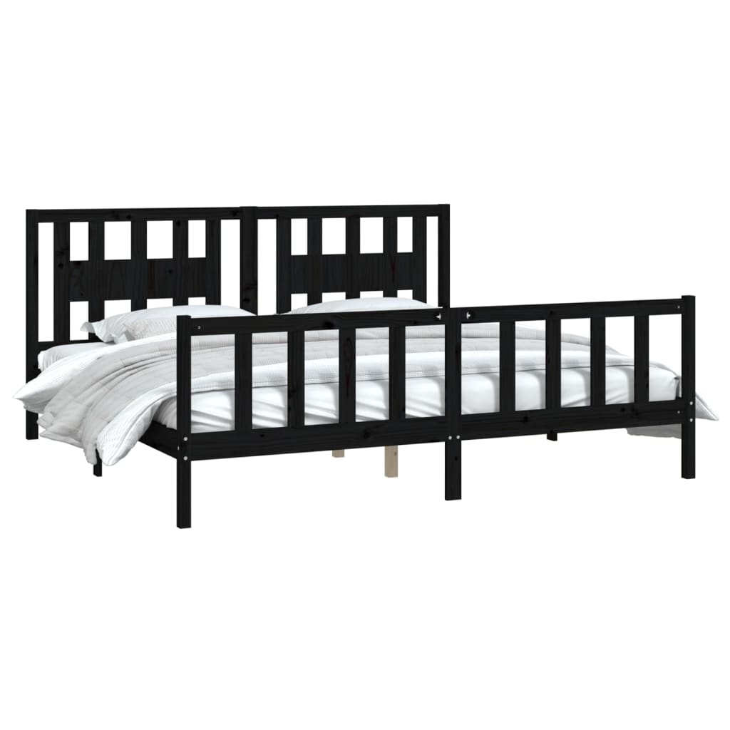 Bed Frame without Mattress Black Solid Wood Pine 200x200 cm