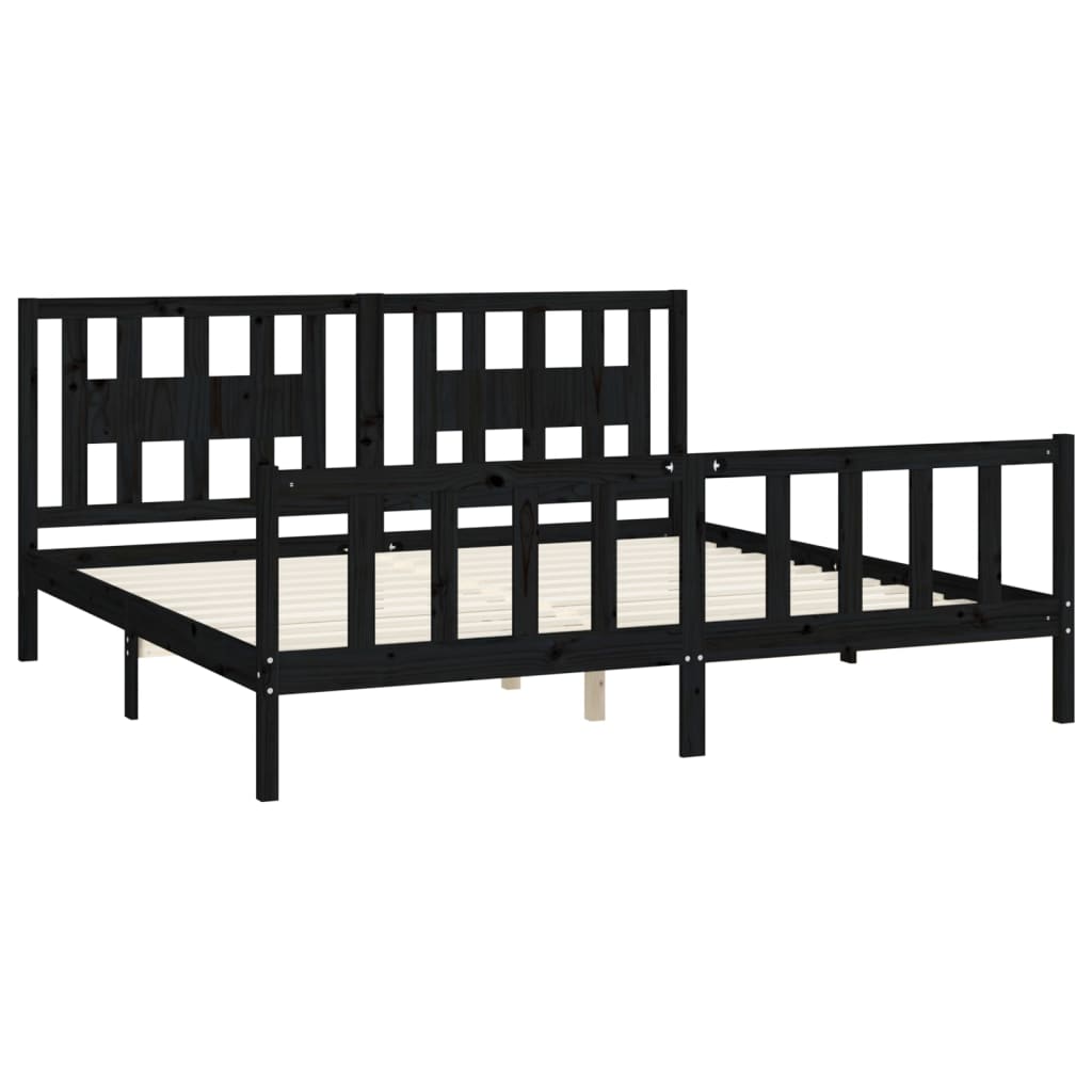 Bed Frame without Mattress Black Solid Wood Pine 200x200 cm