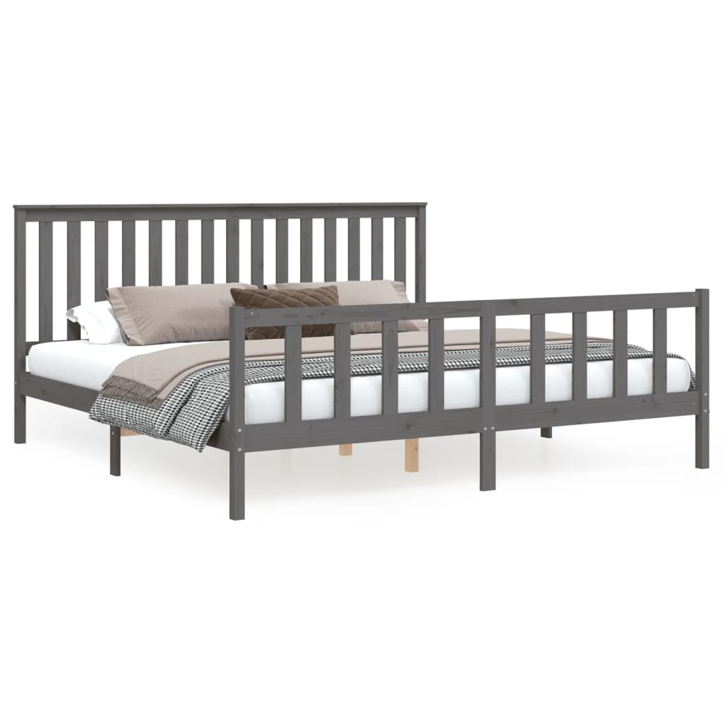 Bed Frame without Mattress Grey 200x200 cm Solid Wood Pine