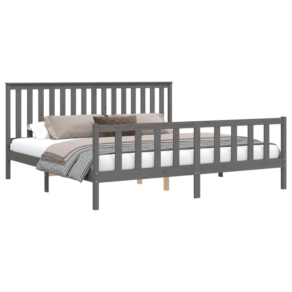 Bed Frame without Mattress Grey 200x200 cm Solid Wood Pine