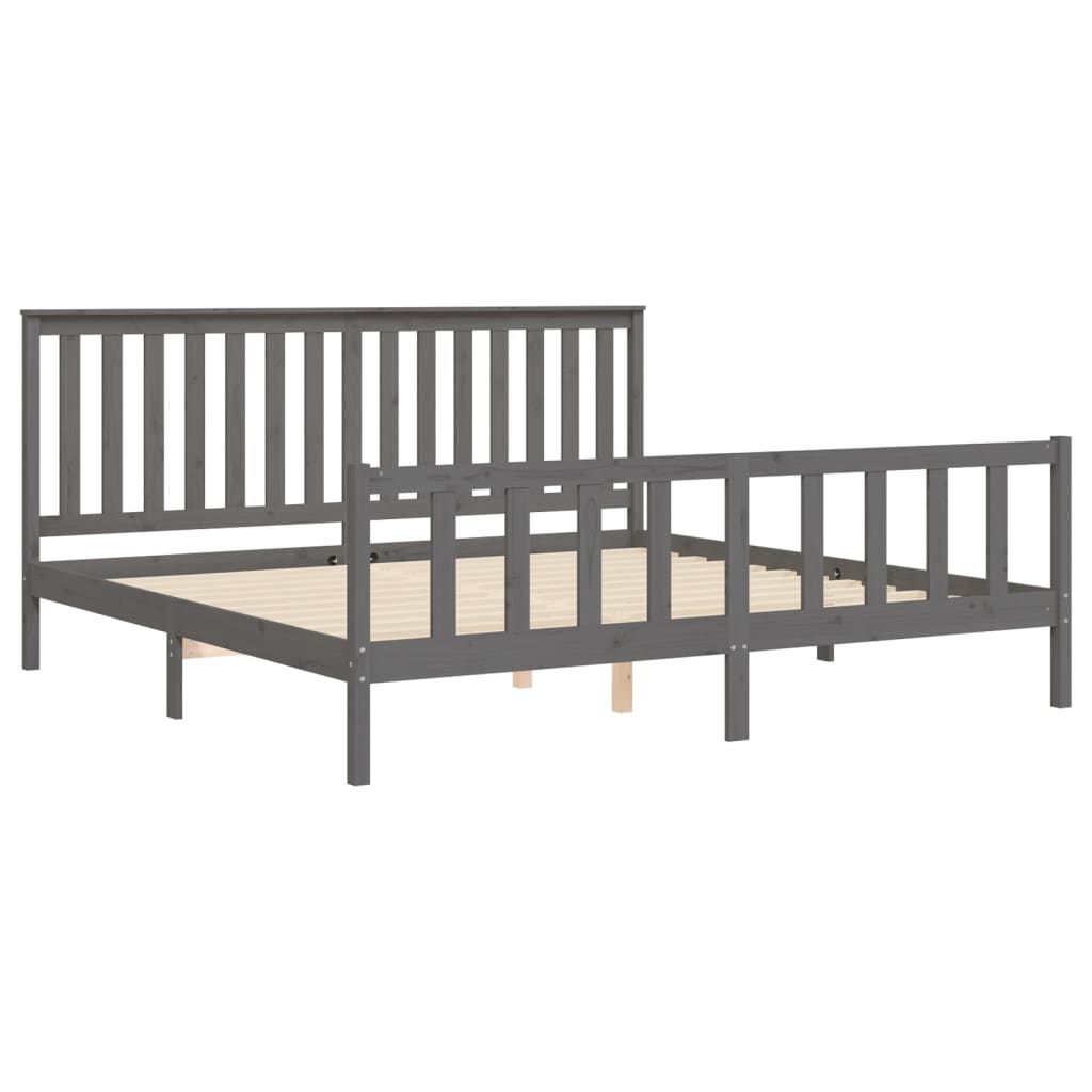 Bed Frame without Mattress Grey 200x200 cm Solid Wood Pine