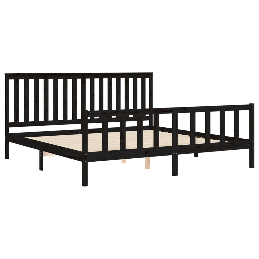 Bed Frame without Mattress Black 200x200 cm Solid Wood Pine