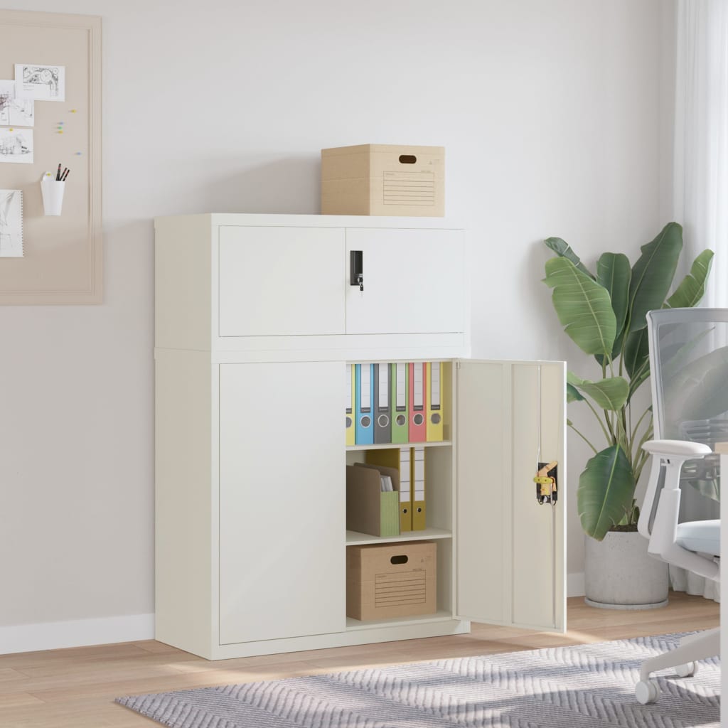 File Cabinet White 90x40x130 cm Steel