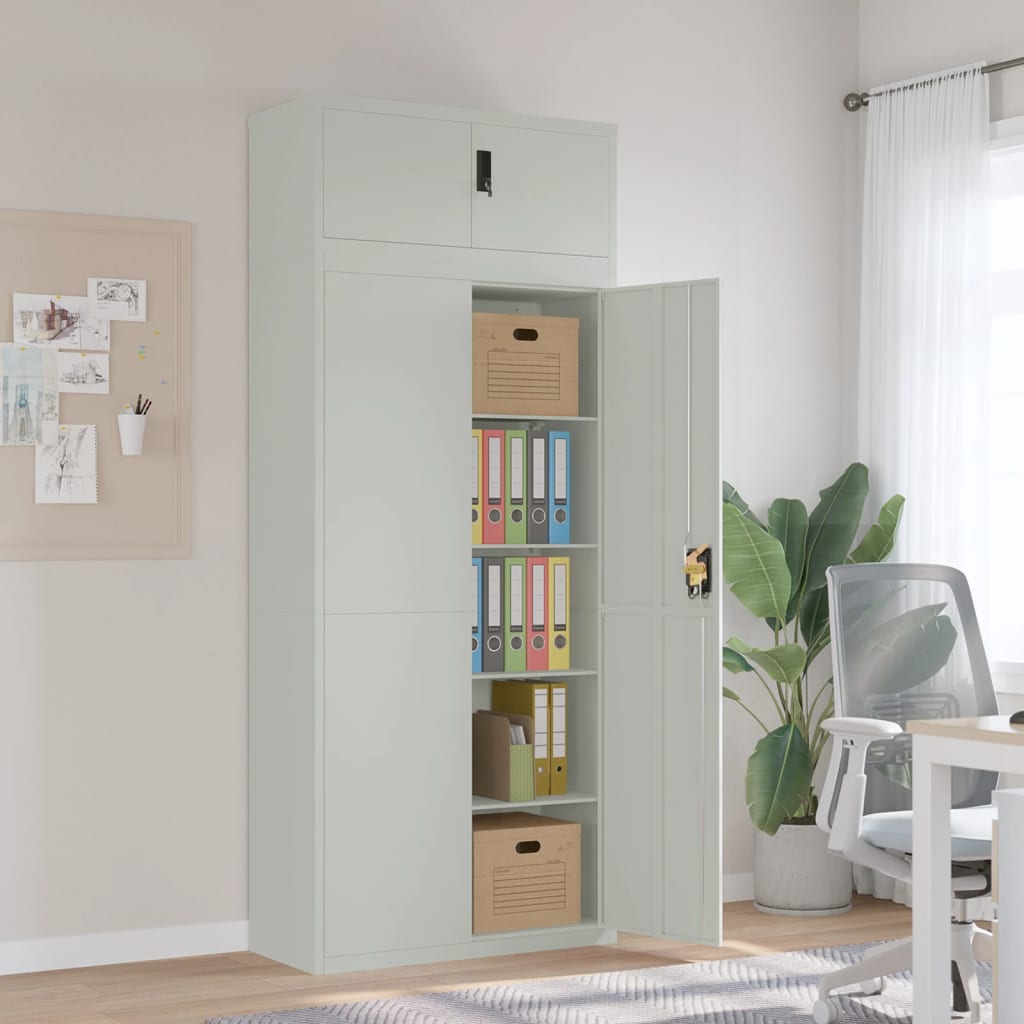 File Cabinet Light Grey 90x40x220 cm Steel