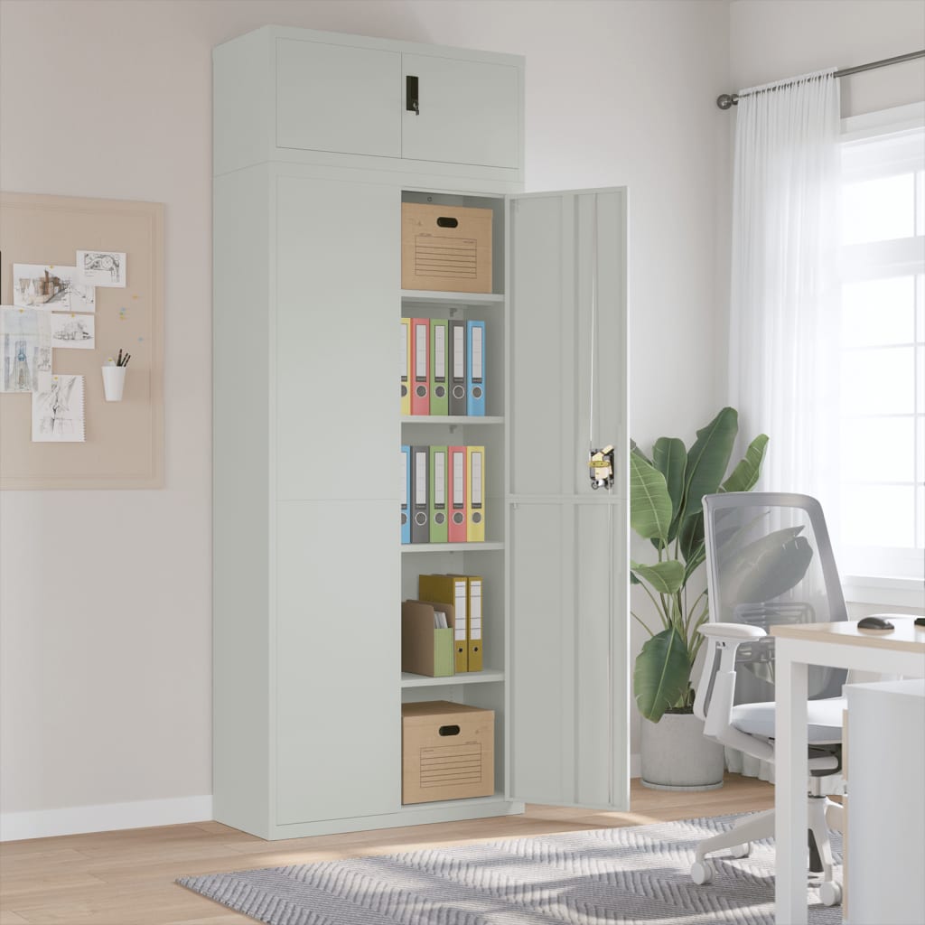 File Cabinet Light Grey 90x40x240 cm Steel