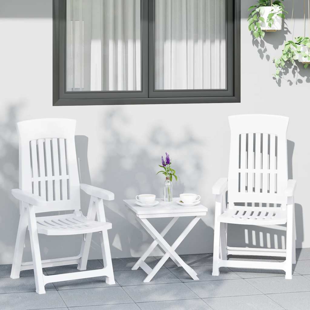 Garden Reclining Chairs 2 pcs White PP