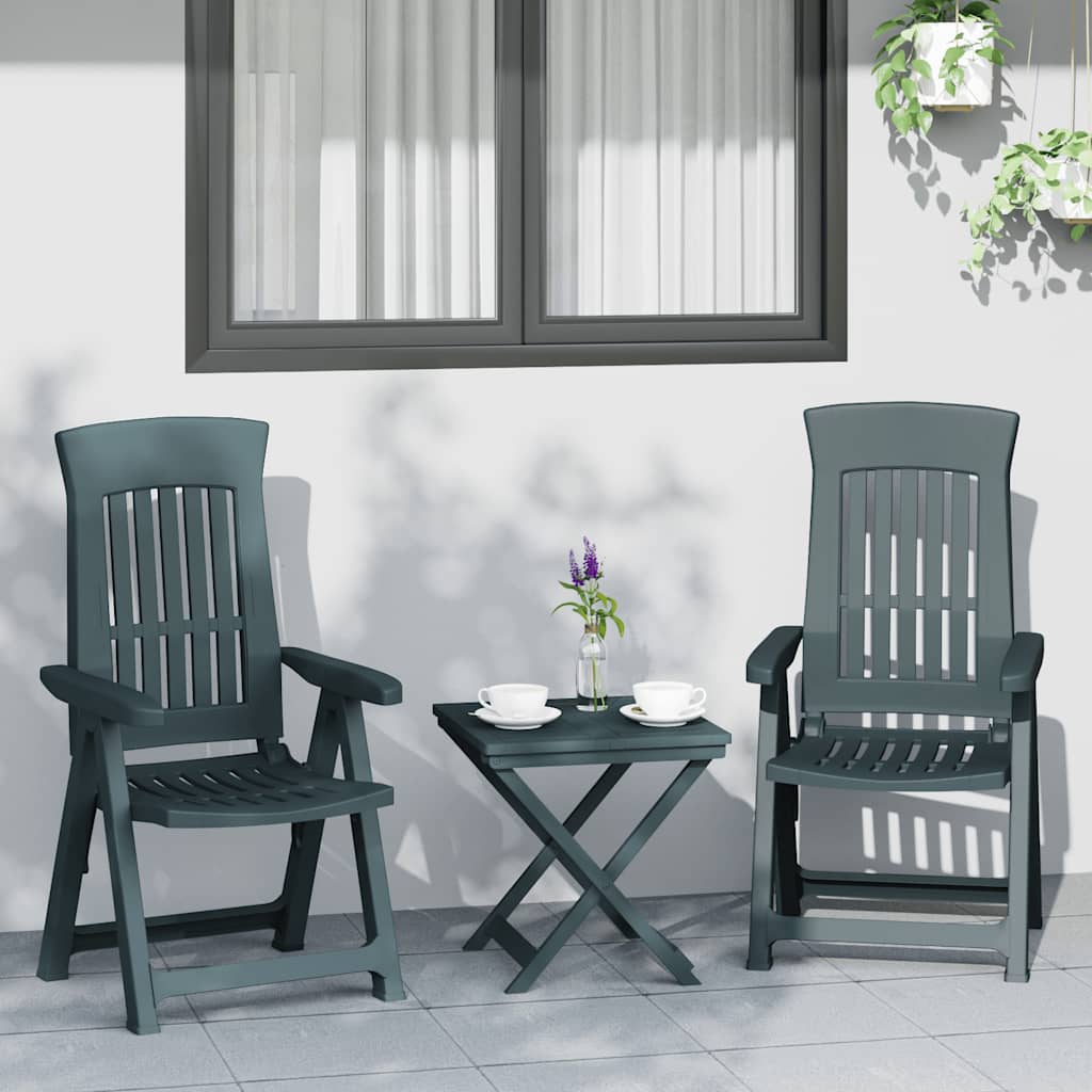 Garden Reclining Chairs 2 pcs Green PP