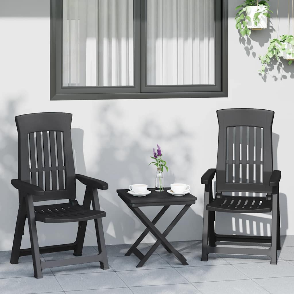 Garden Reclining Chairs 2 pcs Anthracite PP