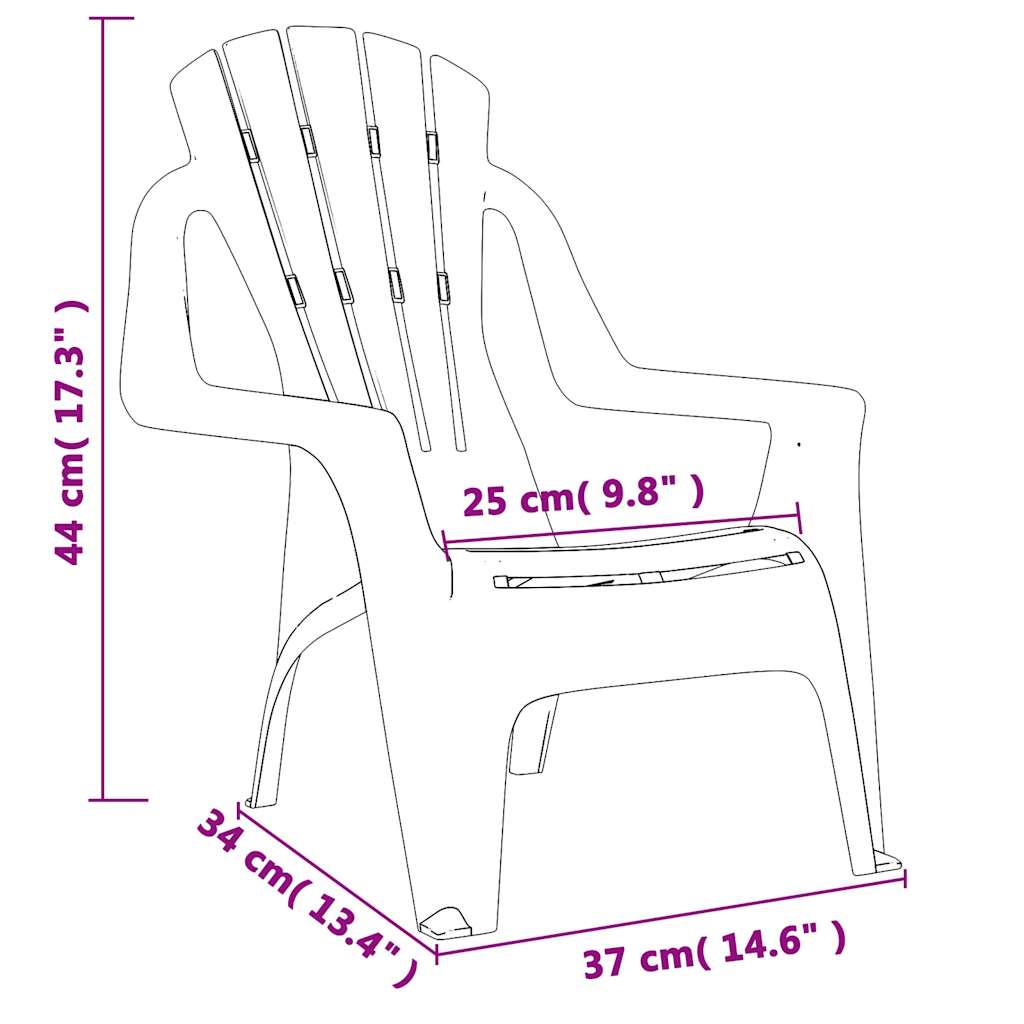 Garden Chairs 2 pcs for Children Green 37x34x44cm PP Wooden Look