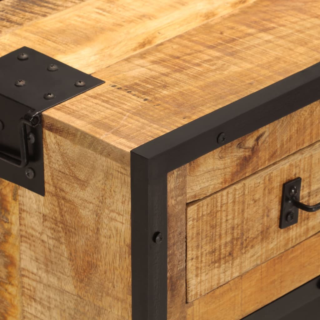 Sideboard 80x31x66 cm Solid Rough Wood Mango and Metal