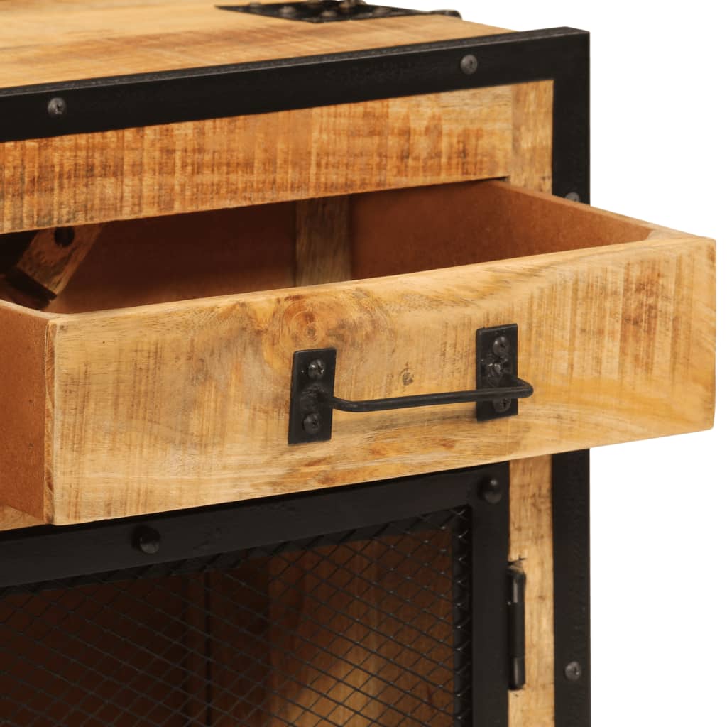 Sideboard 80x31x66 cm Solid Rough Wood Mango and Metal