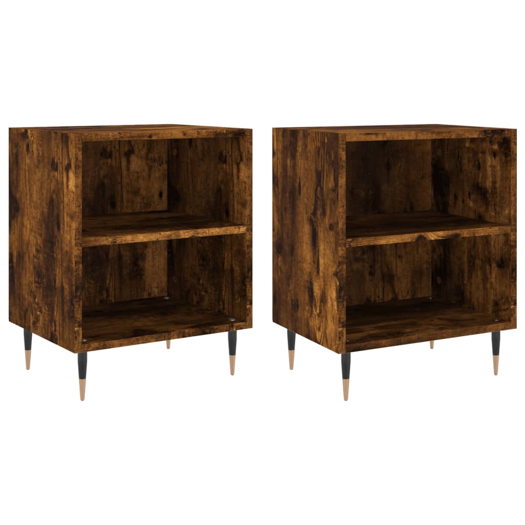 Bedside Cabinets 2 pcs Smoked Oak 40x30x50 cm Engineered Wood