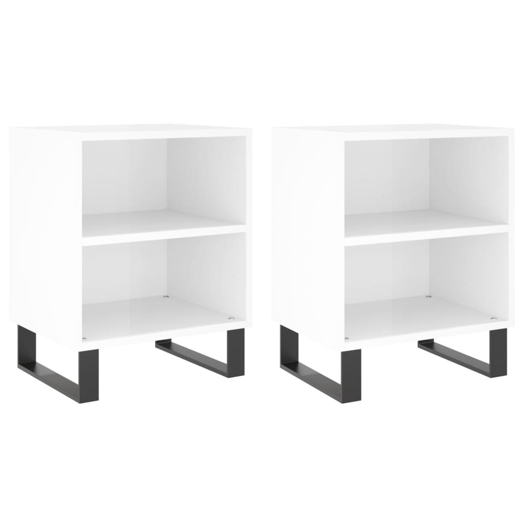 Bedside Cabinets 2 pcs High Gloss White 40x30x50 cm Engineered Wood