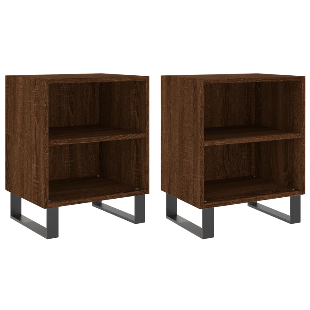 Bedside Cabinets 2 pcs Brown Oak 40x30x50 cm Engineered Wood