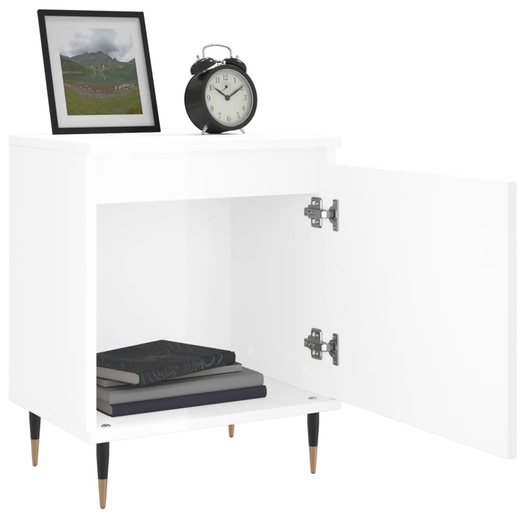 Bedside Cabinet High Gloss White 40x30x50 cm Engineered Wood